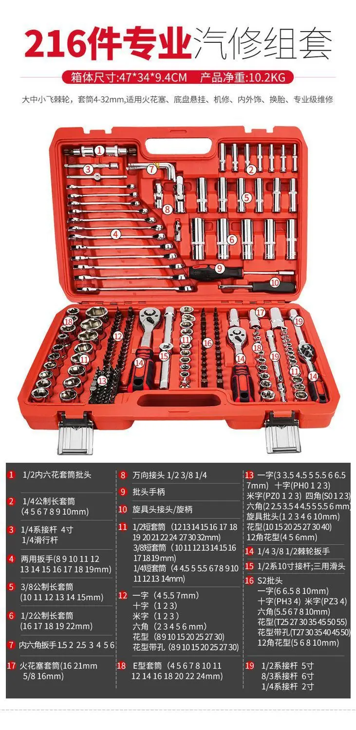 Universal Ratchet Socket Car Repair Tool Set 32 Pieces — feature 27