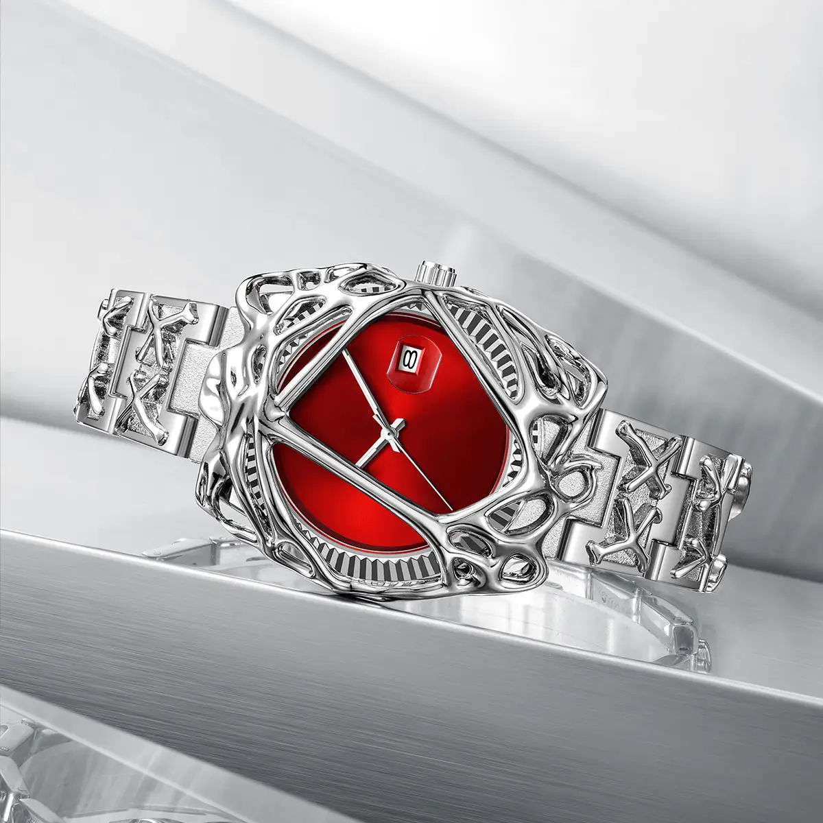 Retro Spider Web Watch for Men Red Dial Quartz - Image 9