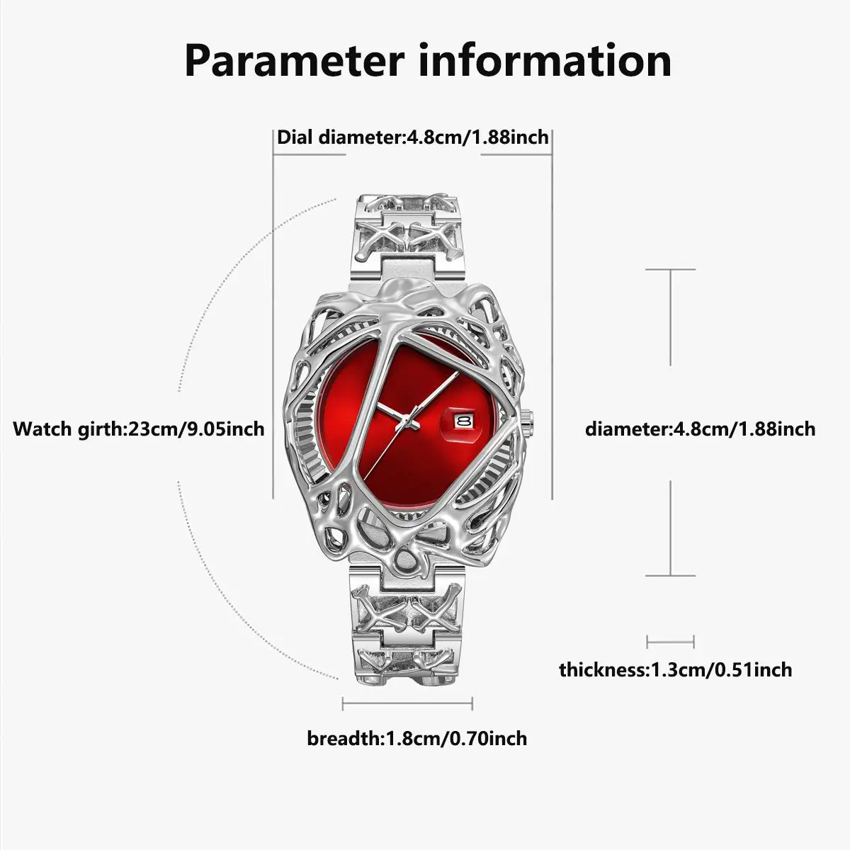 Retro Spider Web Watch for Men Red Dial Quartz — feature 5