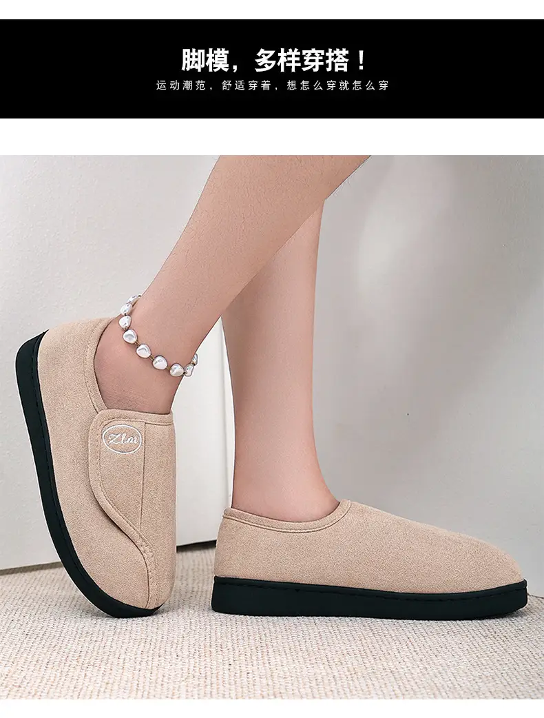 Winter Cotton Shoes for Women at Home and Indoor, Warm Fleece-Lined and Thickeneded Fur Slippers, Cross-Border Drop Shipping Velcro Casual Cotton Boots — feature 10