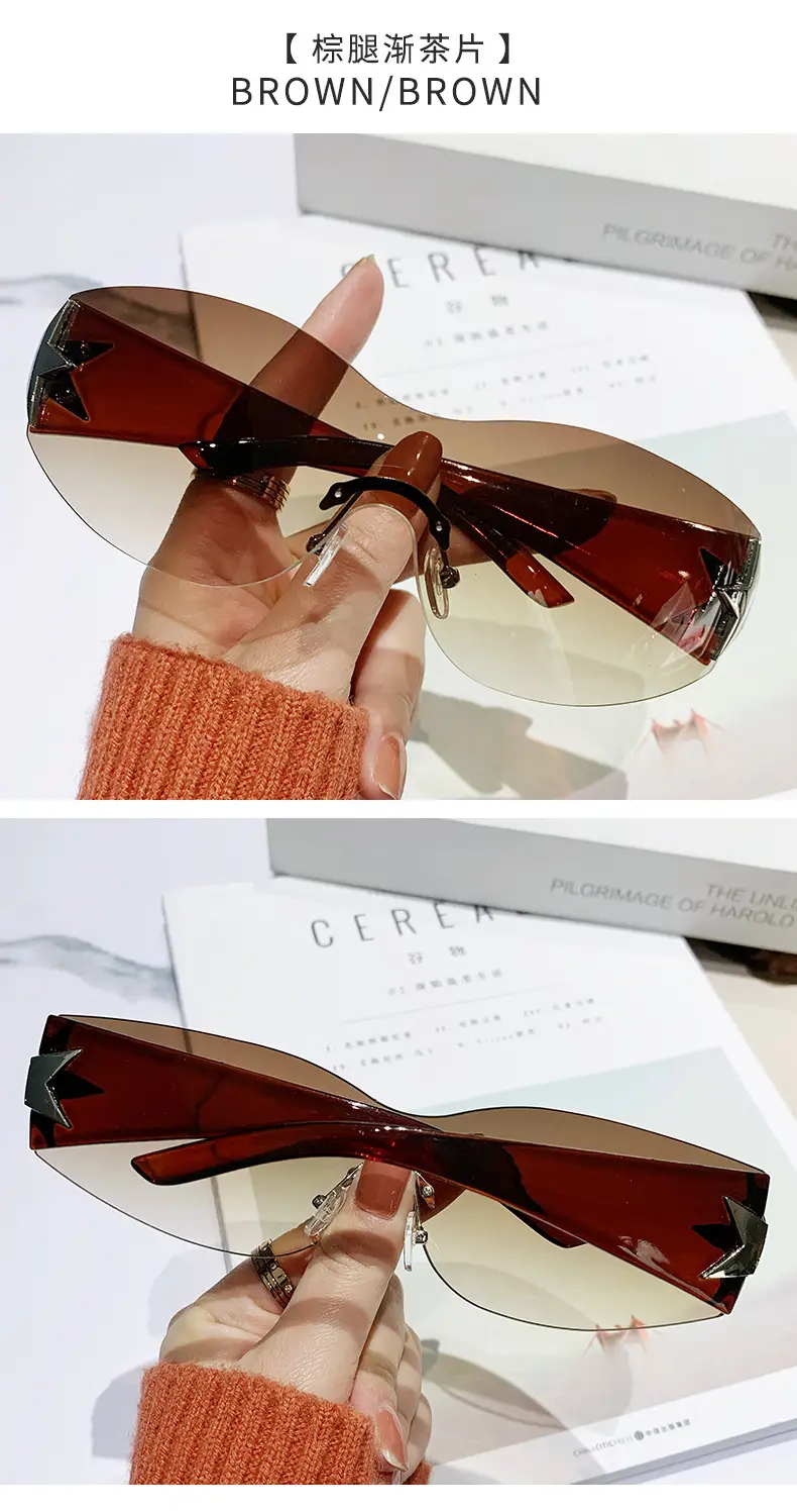 Women's Star Sunglasses Brown Gradient Anti-UV — feature 16