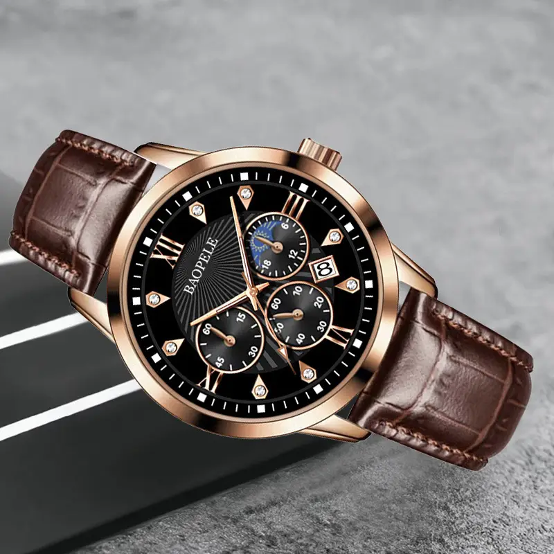 Baopele Men's Quartz Watch Waterproof Calendar Wristwatch