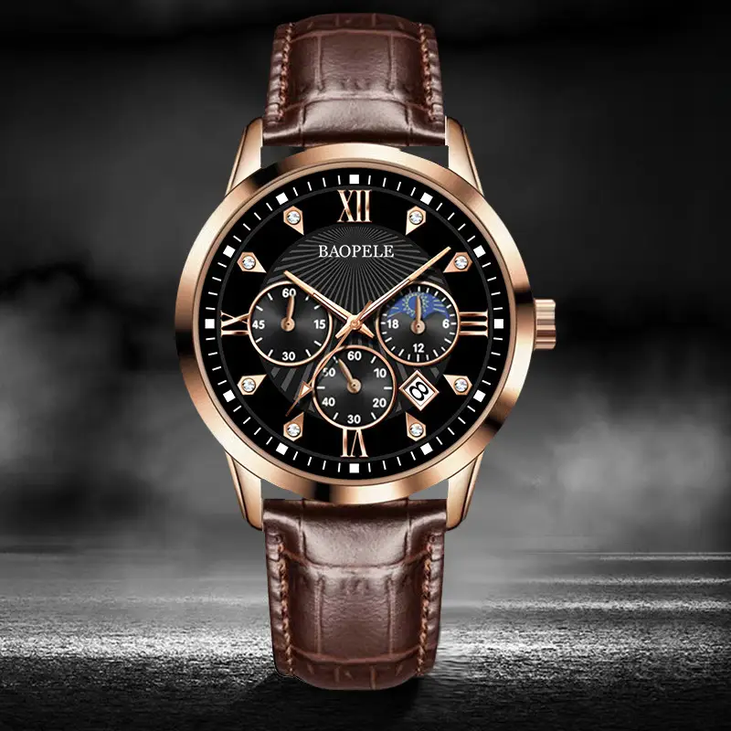 Baopele Men's Quartz Watch Waterproof Calendar Wristwatch
