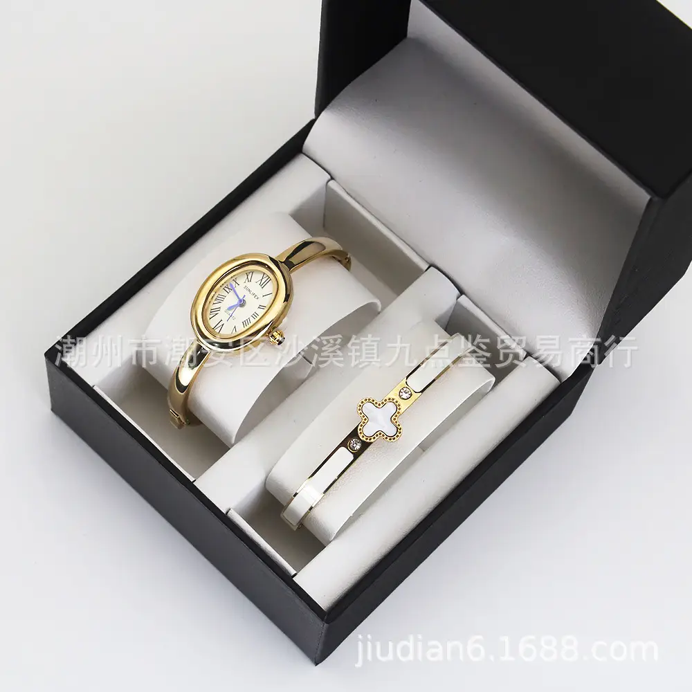 Gold Plated Women's Quartz Bracelet Watch Set — feature 13