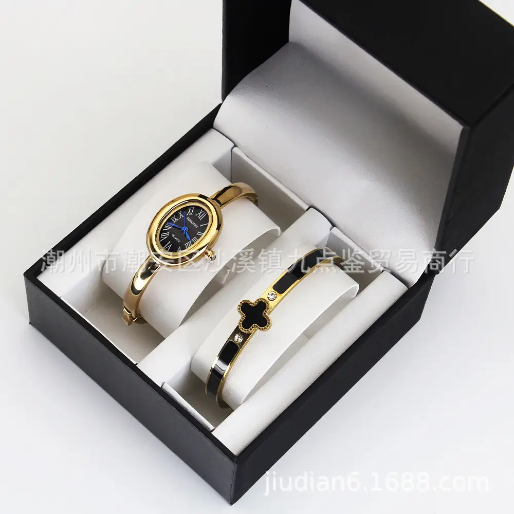Gold Plated Women's Quartz Bracelet Watch Set — feature 4