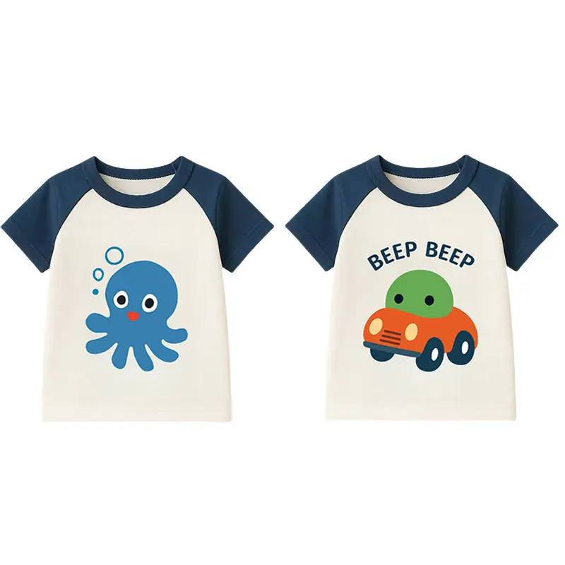 Boys Cartoon Car T-Shirt Happy Day Robot Friends Summer Thin Cotton - Image 4