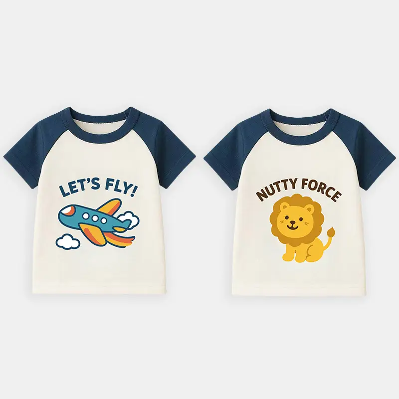 Boys Cartoon Car T-Shirt Happy Day Robot Friends Summer Thin Cotton