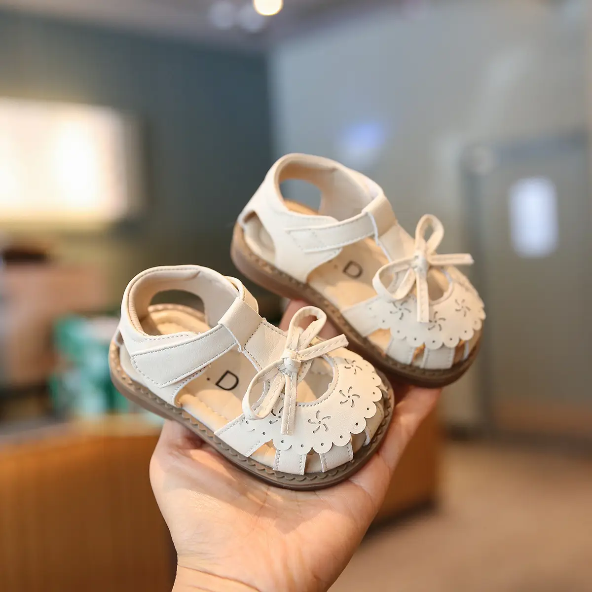 Baby Princess Sandals White Bow Soft Sole