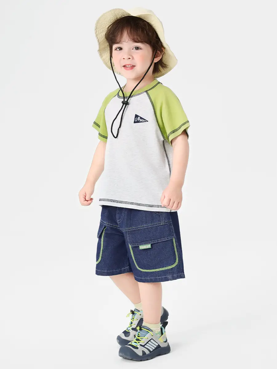 Right European Boys Denim Shorts Blue Kids Summer Outfit - Image 2