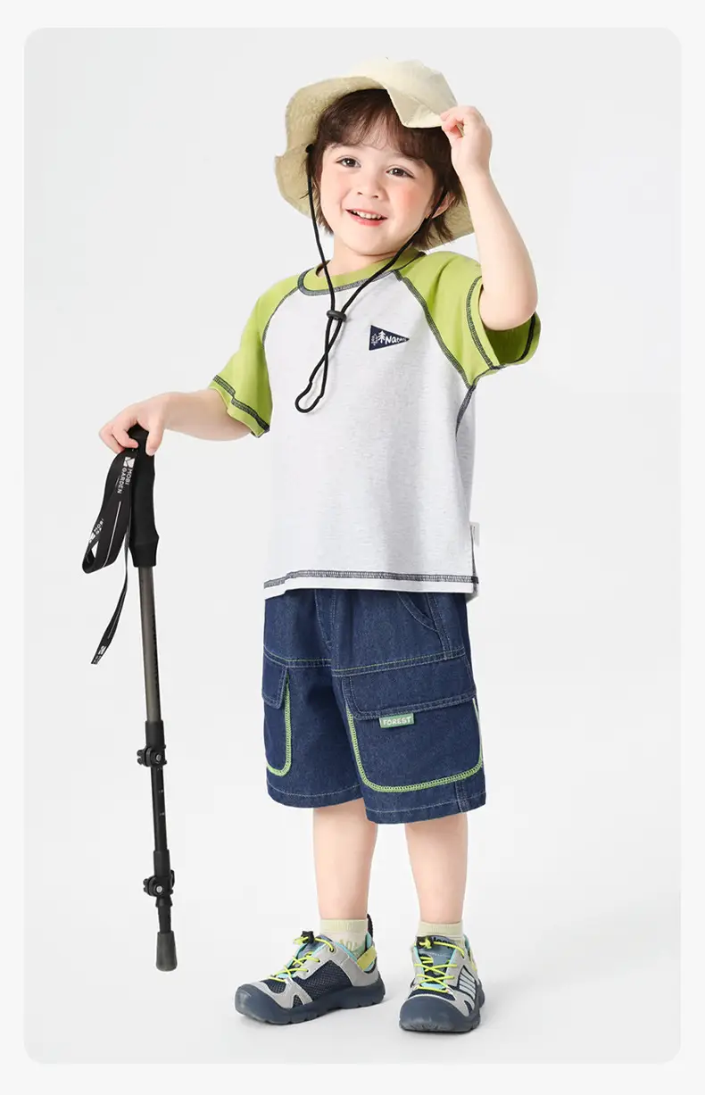 Right European Boys Denim Shorts Blue Kids Summer Outfit — feature 14