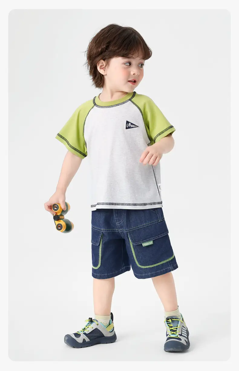 Right European Boys Denim Shorts Blue Kids Summer Outfit — feature 16