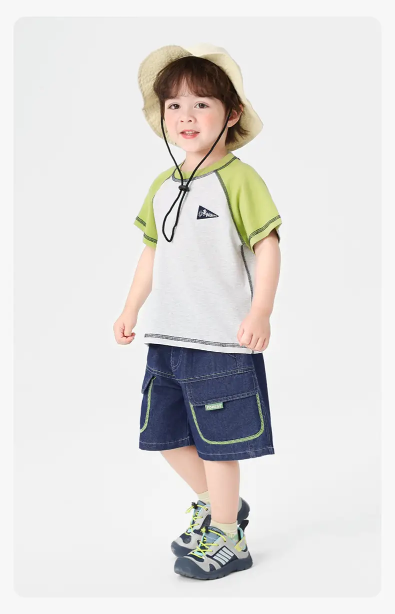 Right European Boys Denim Shorts Blue Kids Summer Outfit — feature 17