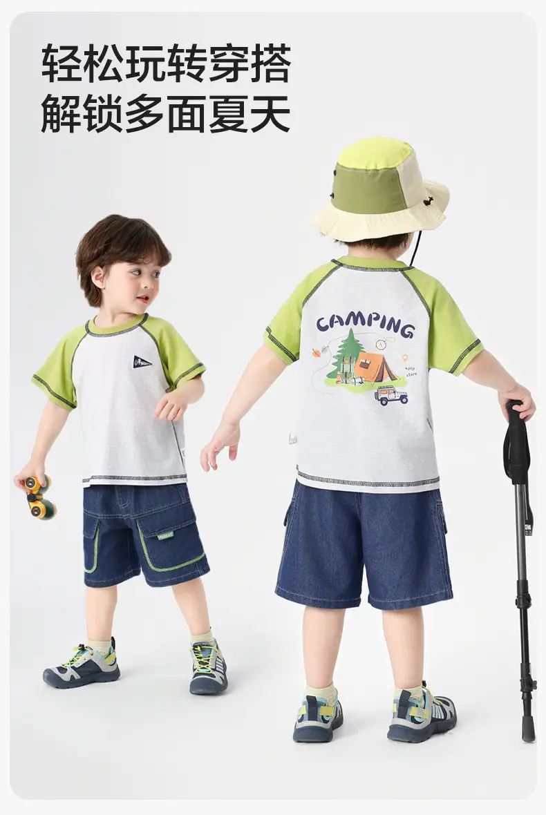 Right European Boys Denim Shorts Blue Kids Summer Outfit — feature 7