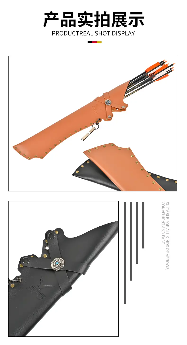 Cross-Border Wholesale Kirin Arrow Quiver Recurve Compound Bow Traditional Archery Outdoor Archery Accessories Leather Large Capacity Arrow Quiver — feature 11