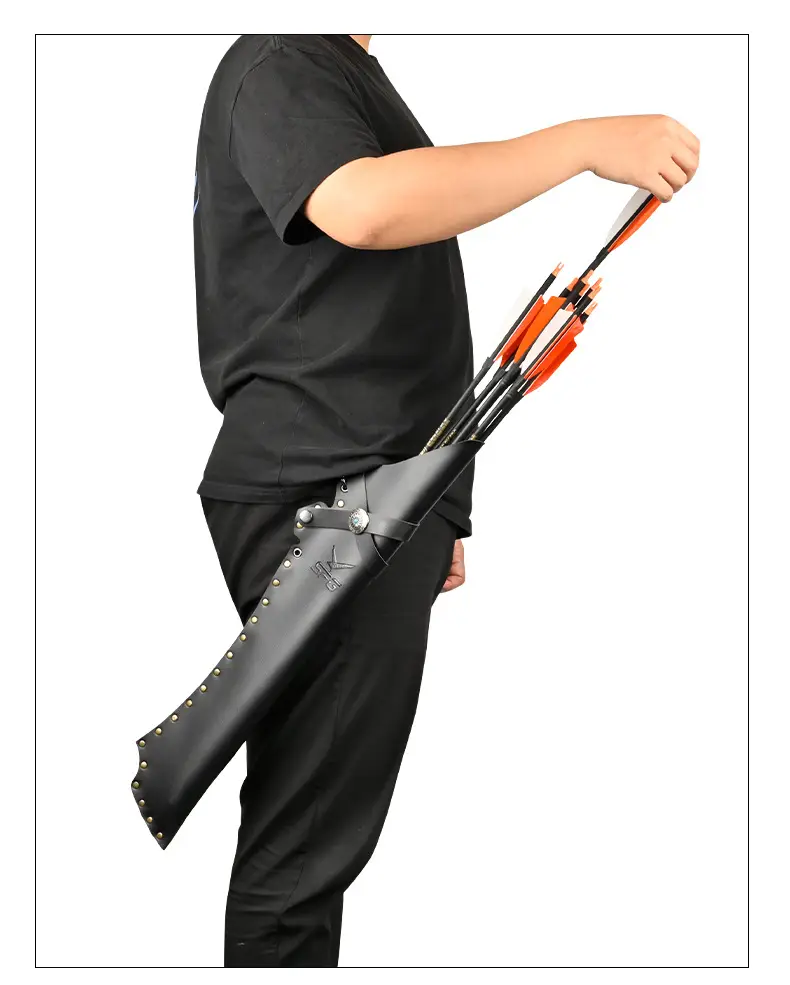 Cross-Border Wholesale Kirin Arrow Quiver Recurve Compound Bow Traditional Archery Outdoor Archery Accessories Leather Large Capacity Arrow Quiver — feature 13