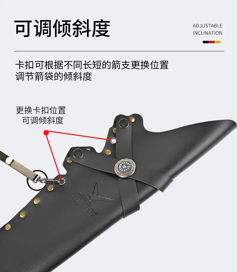 Cross-Border Wholesale Kirin Arrow Quiver Recurve Compound Bow Traditional Archery Outdoor Archery Accessories Leather Large Capacity Arrow Quiver — feature 5
