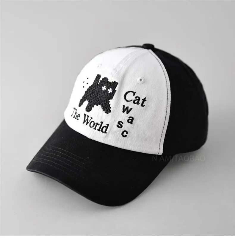 Cute Cat Embroidered Black Baseball Cap for Men Women — feature 5