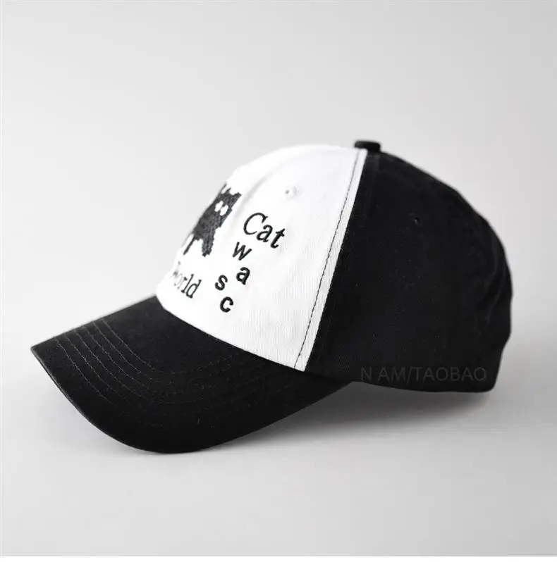 Cute Cat Embroidered Black Baseball Cap for Men Women — feature 6