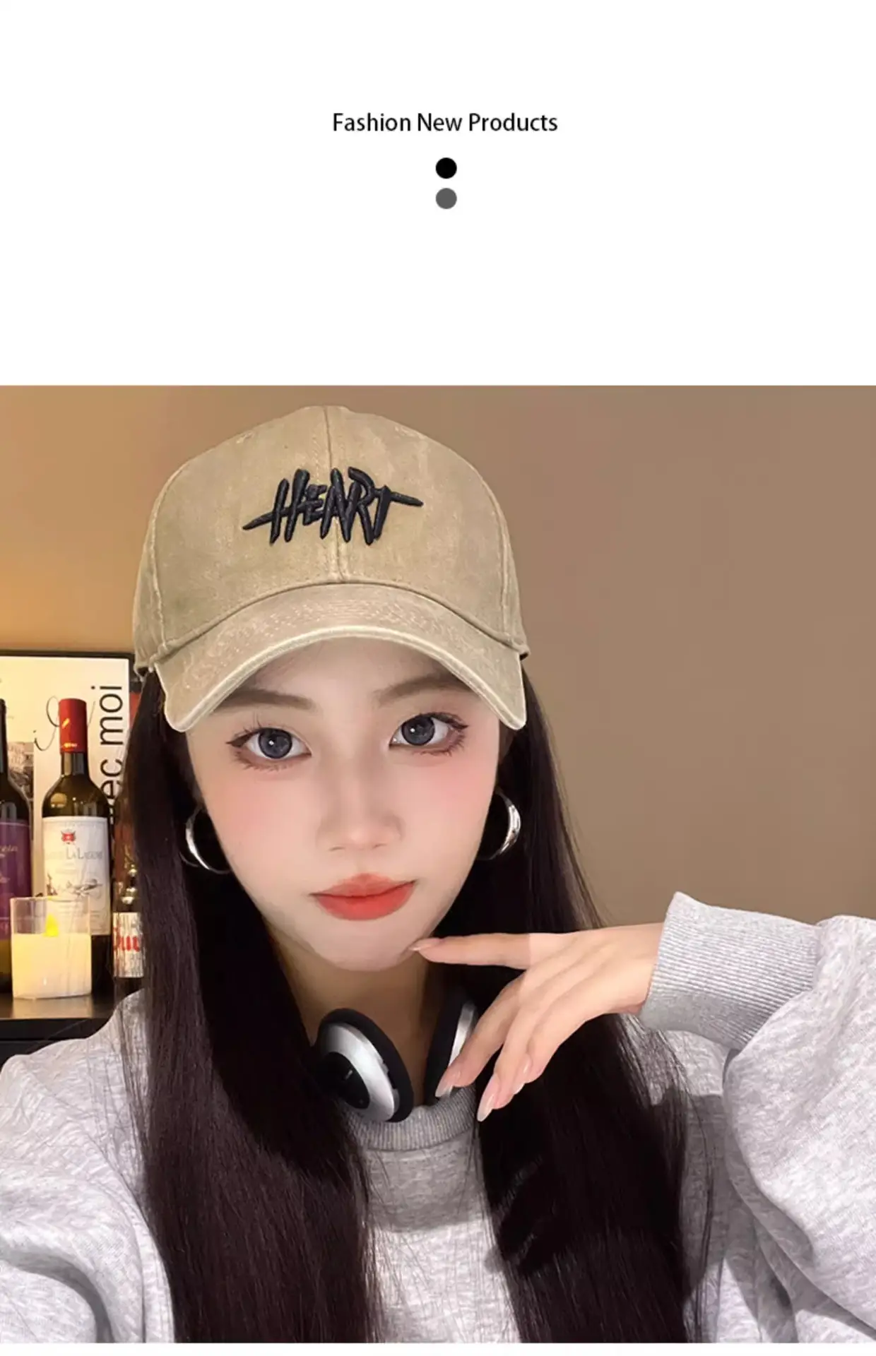 Black Heart Logo Wide-Brimmed Cap for Women — feature 9