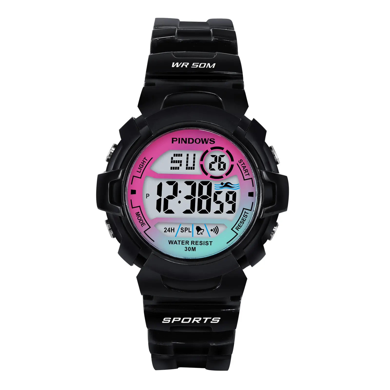 Pink Waterproof Digital Sports Watch for Kids - Image 2