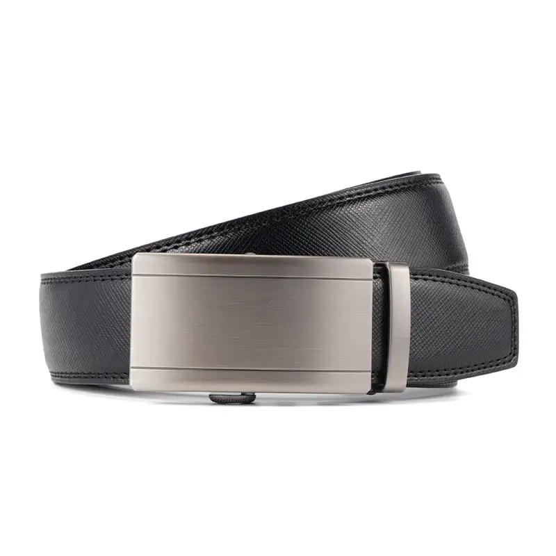 Men's Genuine Leather Belt with Silver Buckle - Image 2