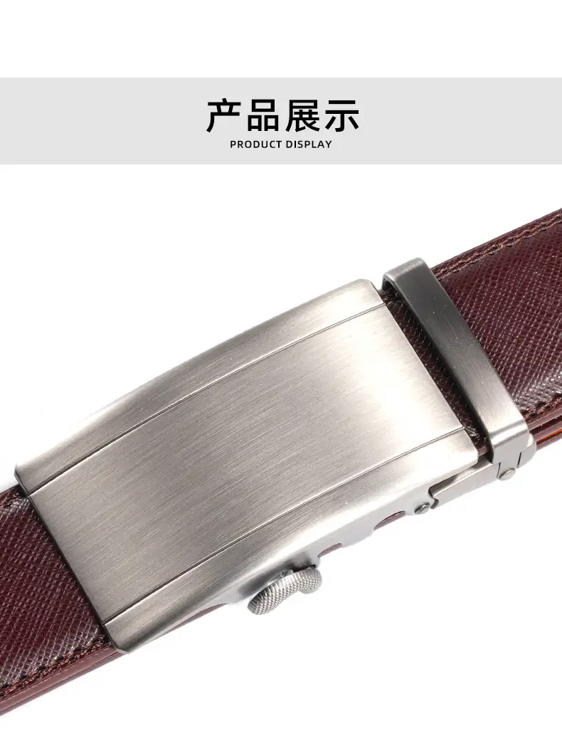 Men's Genuine Leather Belt with Silver Buckle — feature 10