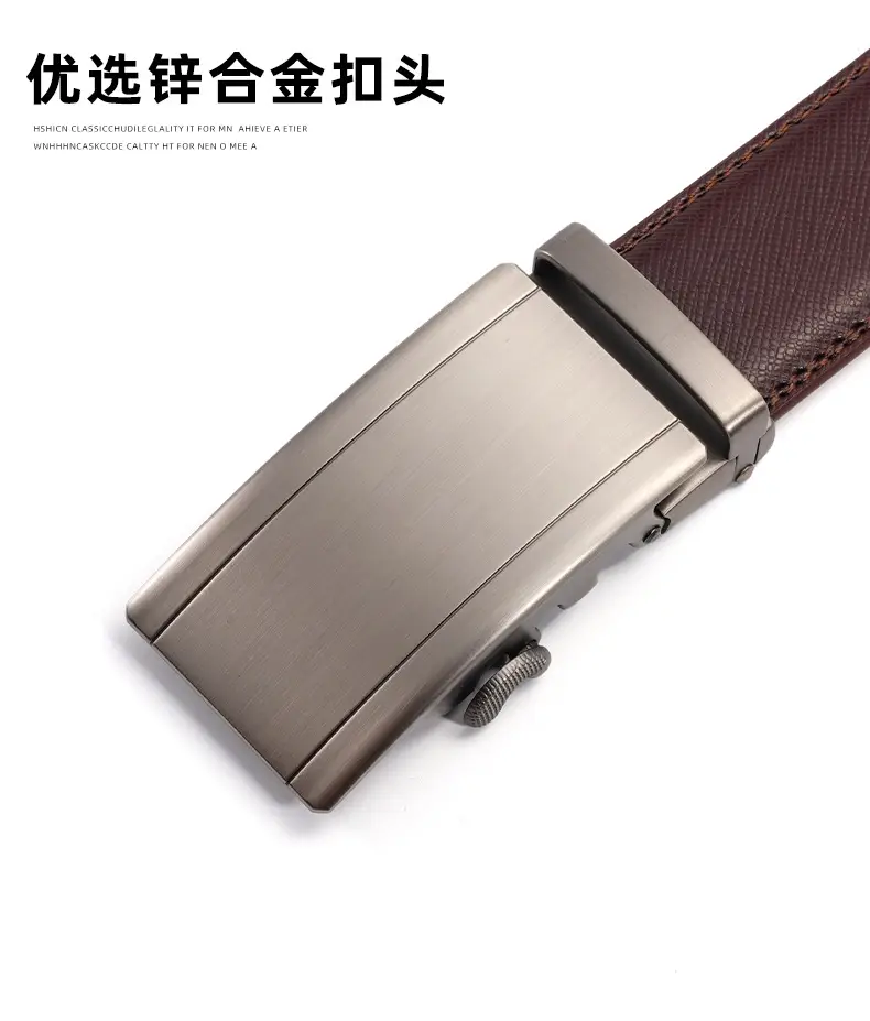 Men's Genuine Leather Belt with Silver Buckle — feature 2