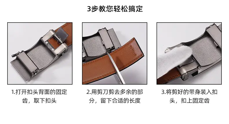 Men's Genuine Leather Belt with Silver Buckle — feature 6