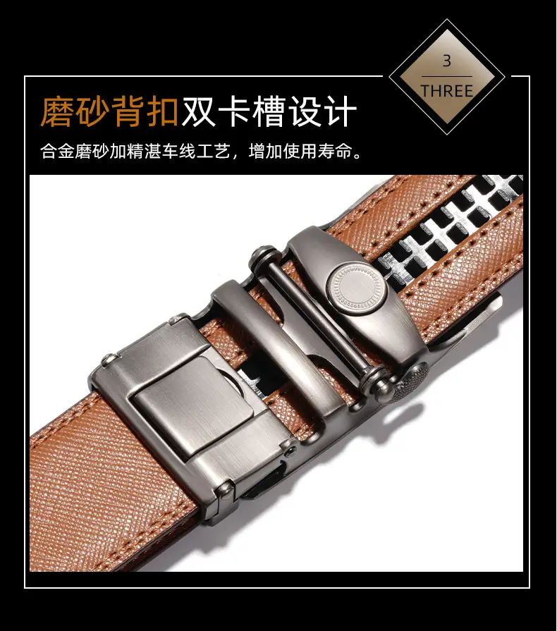 Men's Genuine Leather Belt with Silver Buckle — feature 9
