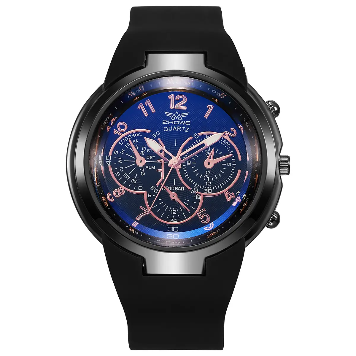 Men's Shadow Shadow Retro Quartz Watch Rose Gold Brown Strap — feature 7