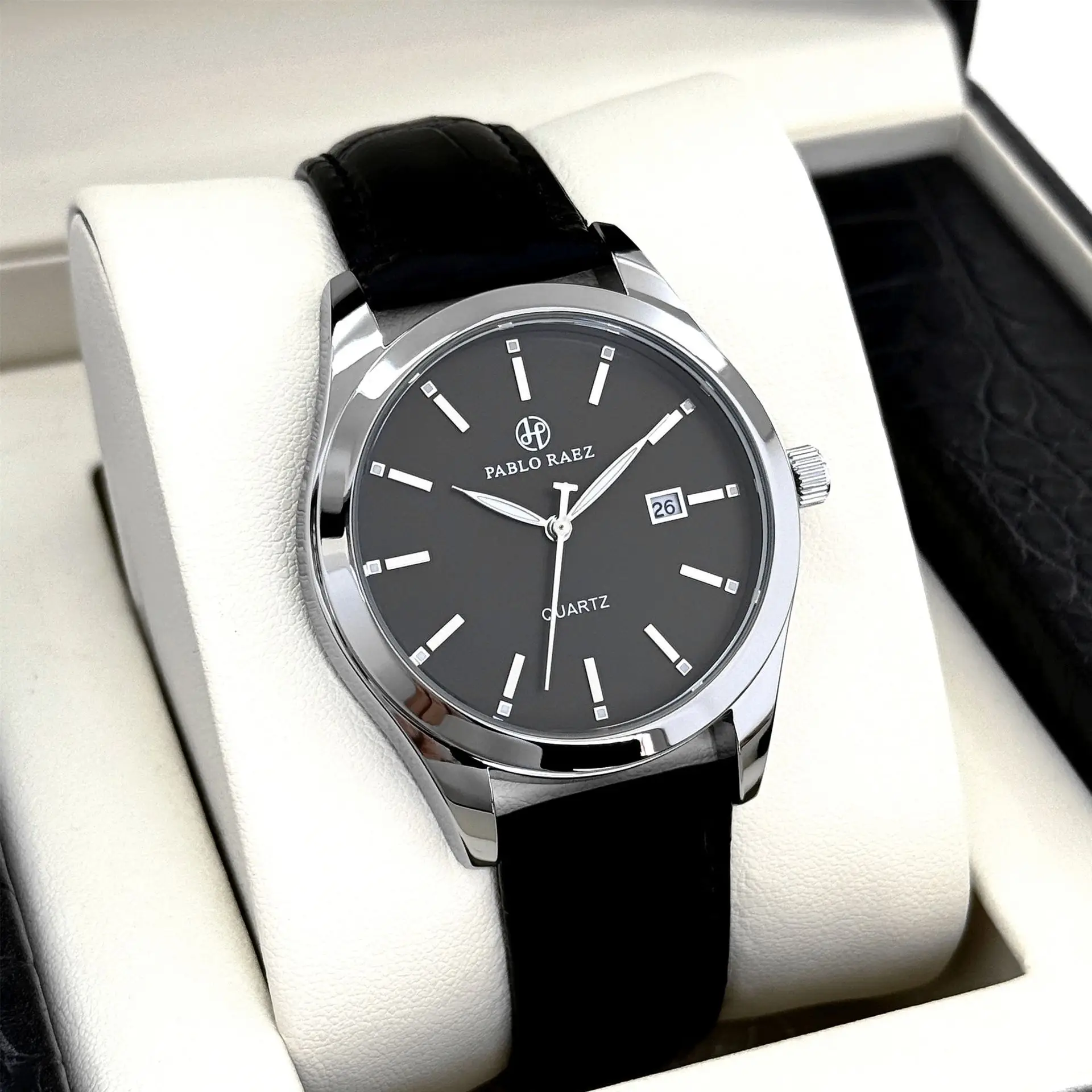 Men's Black Quartz Watch with Black Strap - Image 4