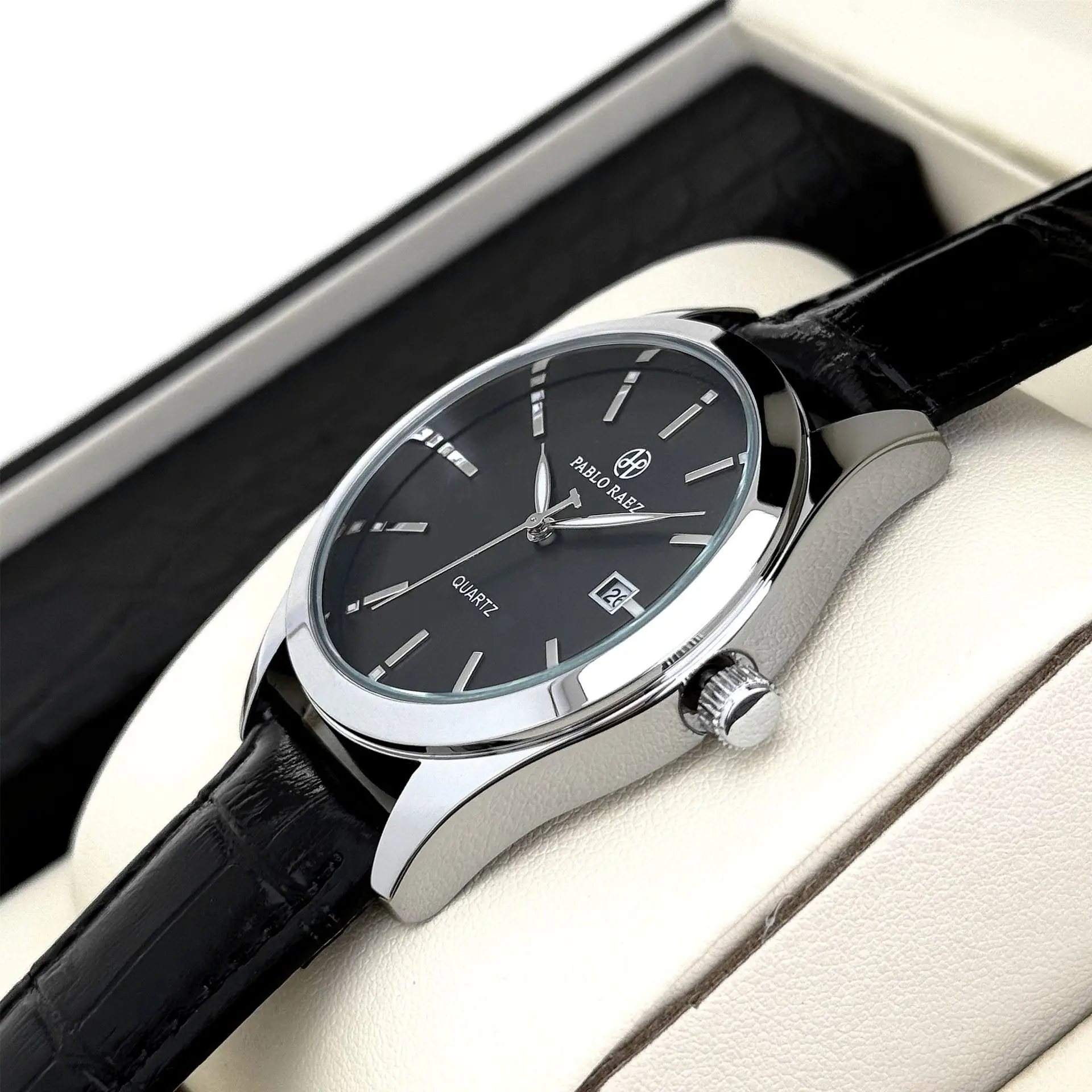 Men's Black Quartz Watch with Black Strap - Image 5