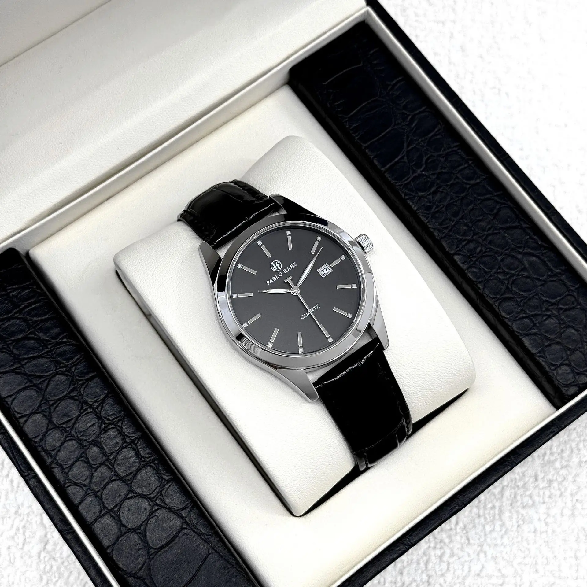 Men's Black Quartz Watch with Black Strap - Image 6