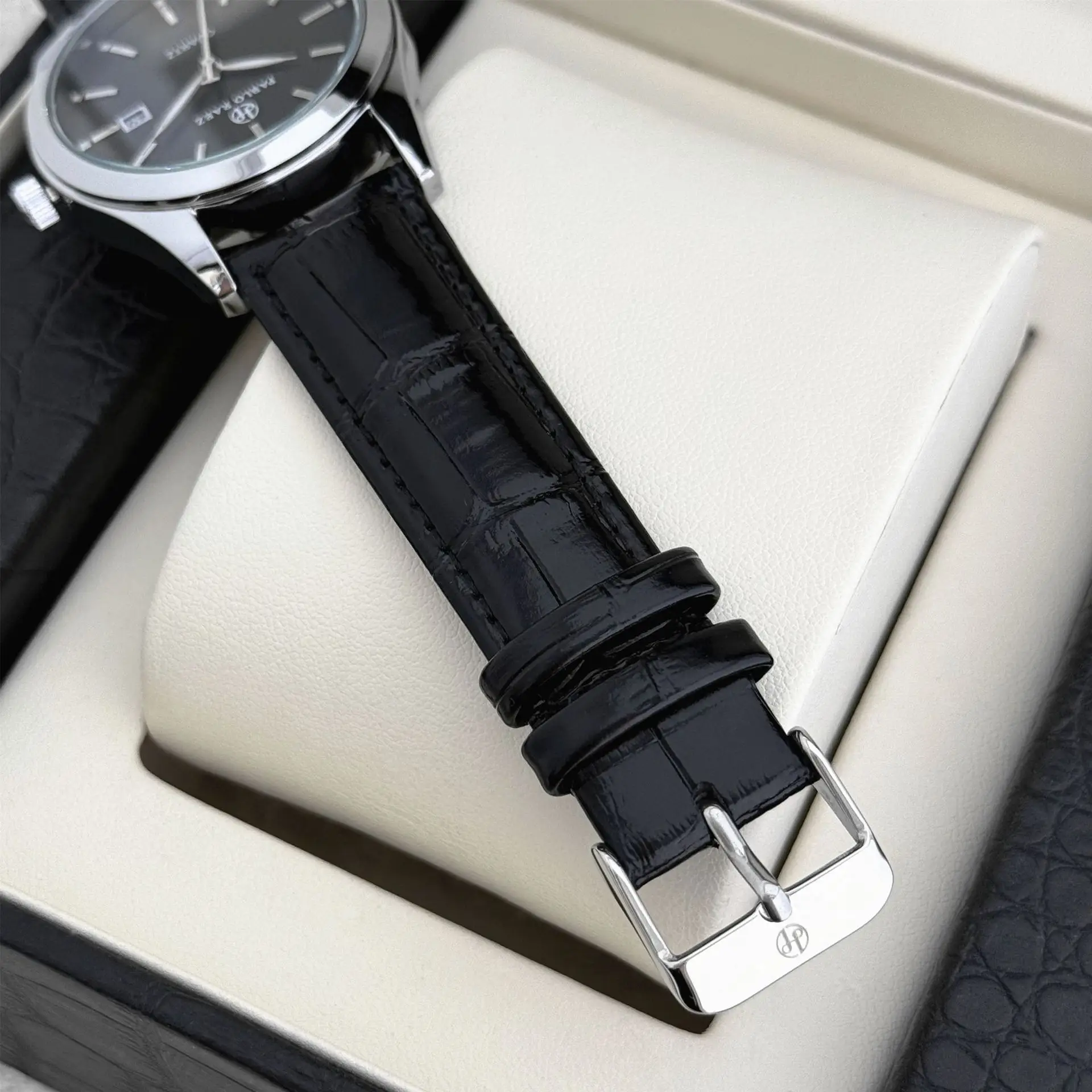 Men's Black Quartz Watch with Black Strap - Image 7