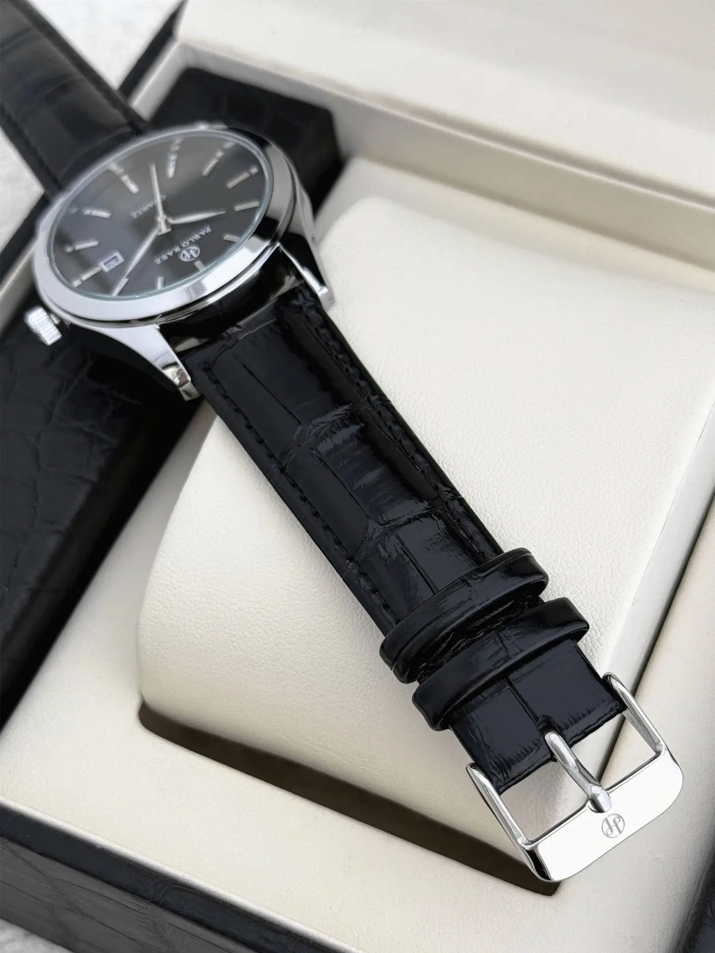 Men's Black Quartz Watch with Black Strap — feature 10