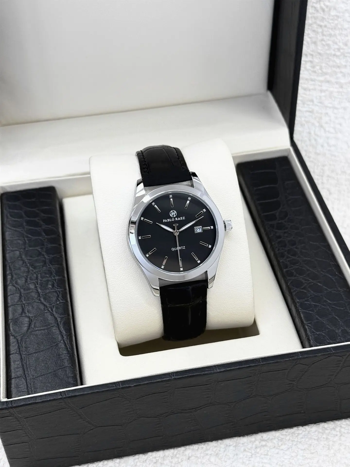 Men's Black Quartz Watch with Black Strap — feature 11