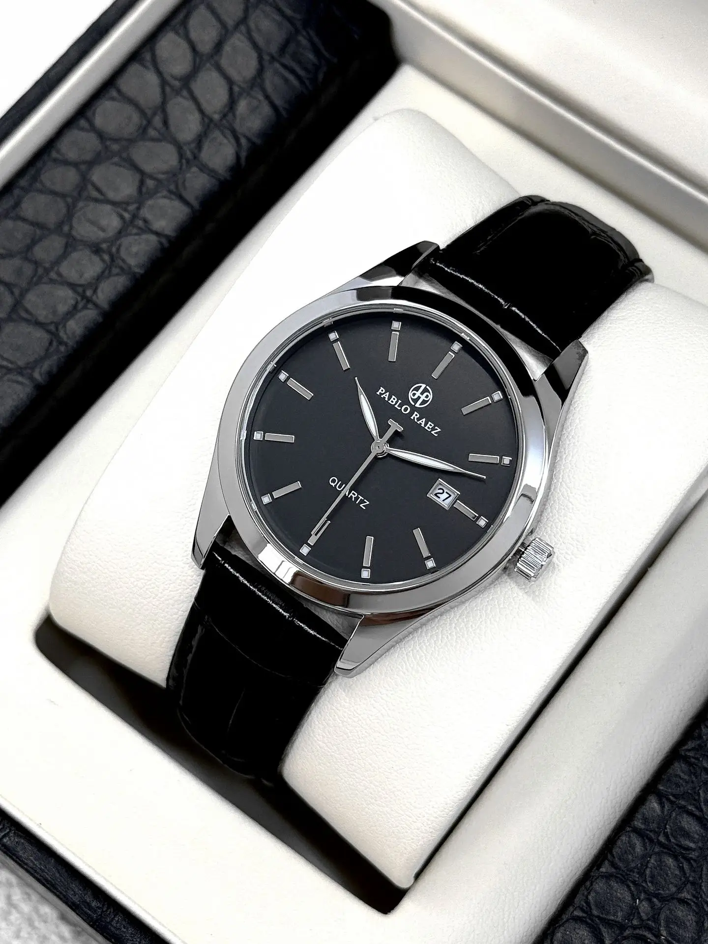 Men's Black Quartz Watch with Black Strap — feature 13