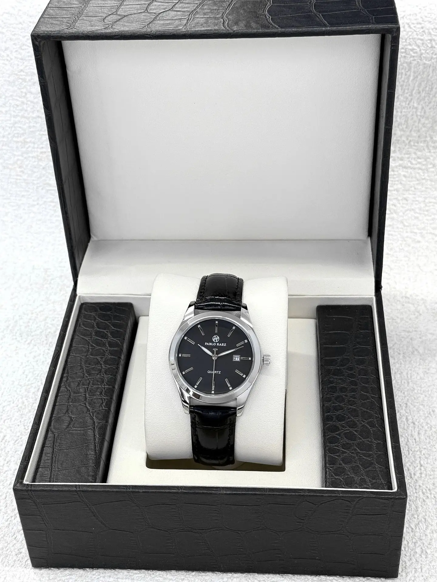 Men's Black Quartz Watch with Black Strap — feature 5