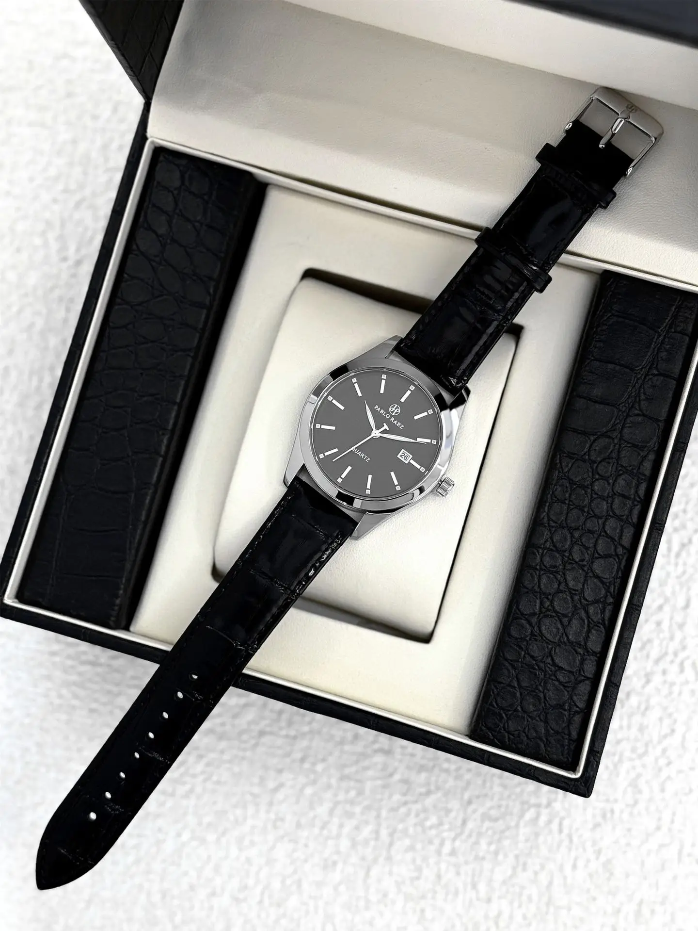 Men's Black Quartz Watch with Black Strap — feature 6