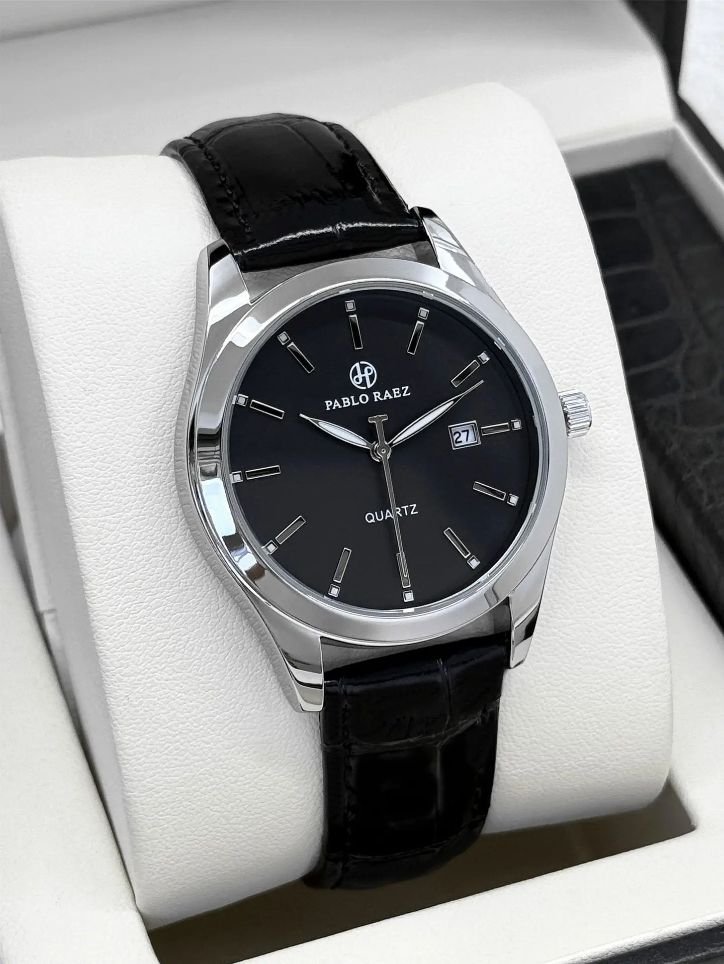 Men's Black Quartz Watch with Black Strap — feature 8