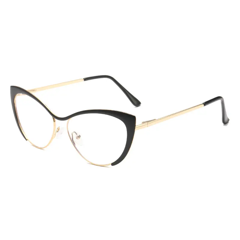 European Cat-Eye Sunglasses Black Gold Metal Frame - Image 12