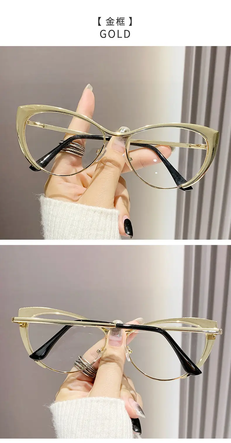 European Cat-Eye Sunglasses Black Gold Metal Frame — feature 21