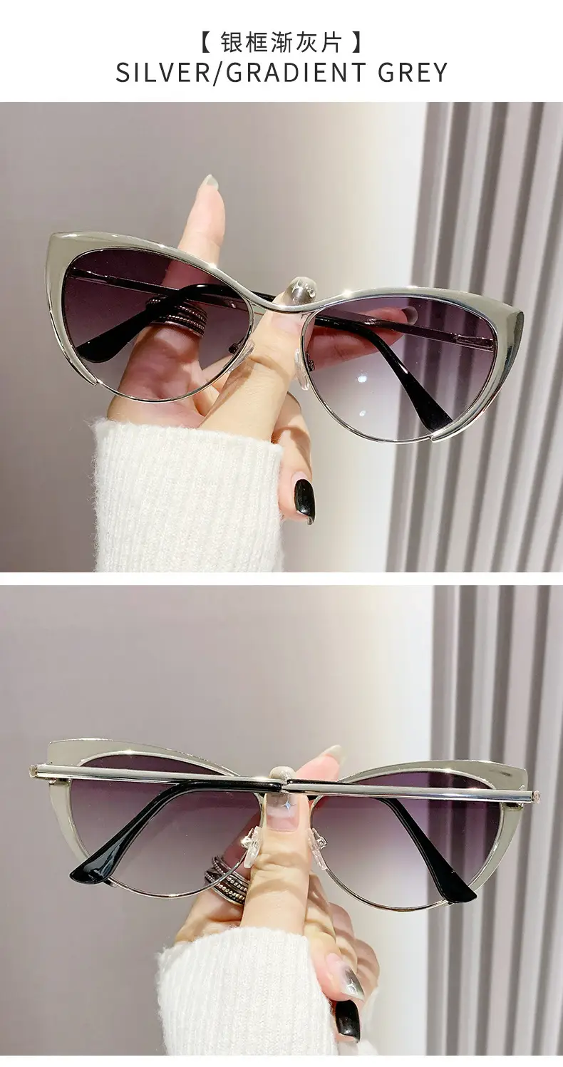 European Cat-Eye Sunglasses Black Gold Metal Frame — feature 22