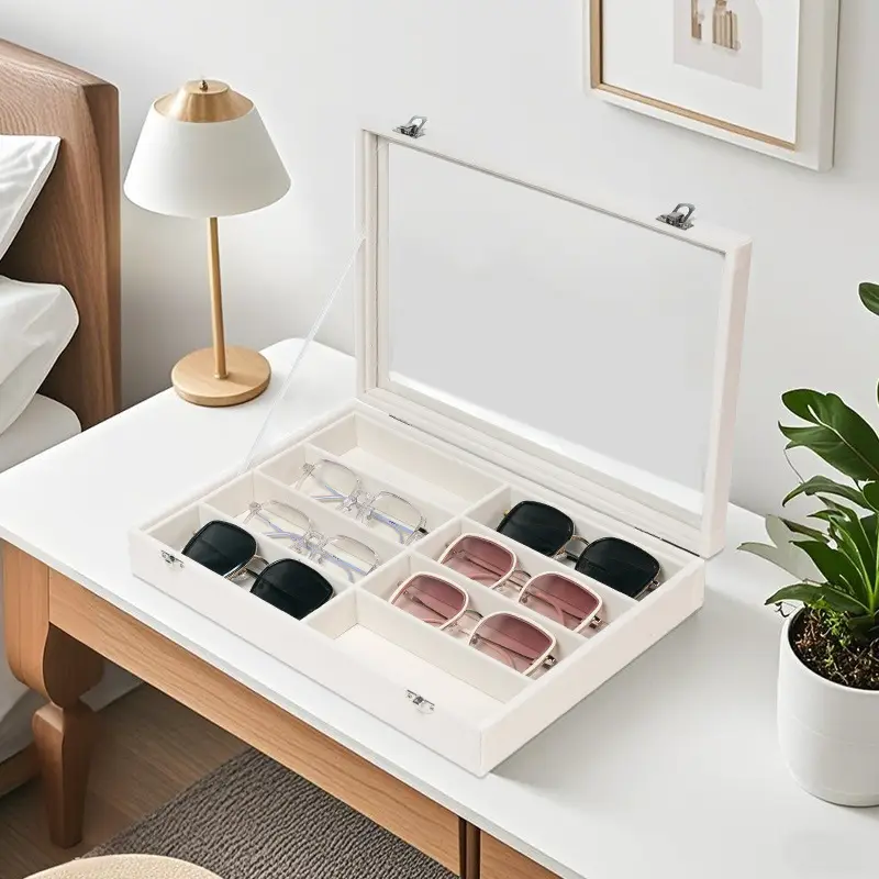 Velvet Sunglasses Display Box 8-Grids Pu Leather Large - Image 10