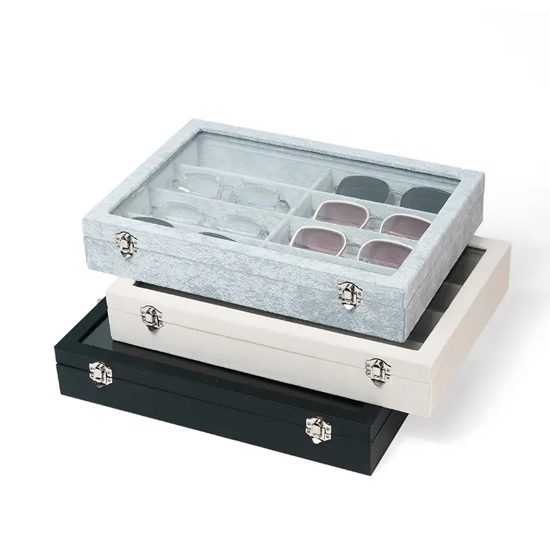 Velvet Sunglasses Display Box 8-Grids Pu Leather Large - Image 11