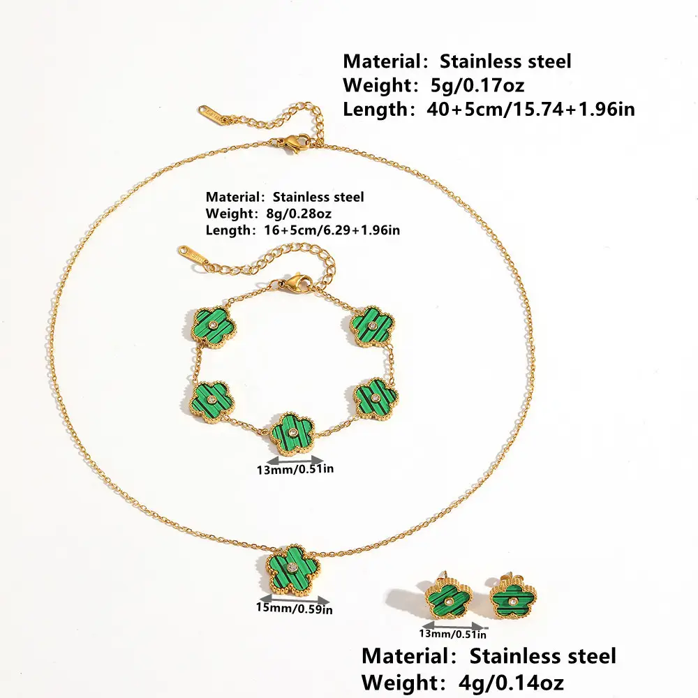 European & American Sweet Five Leaf Flower Jewelry Set - Image 33