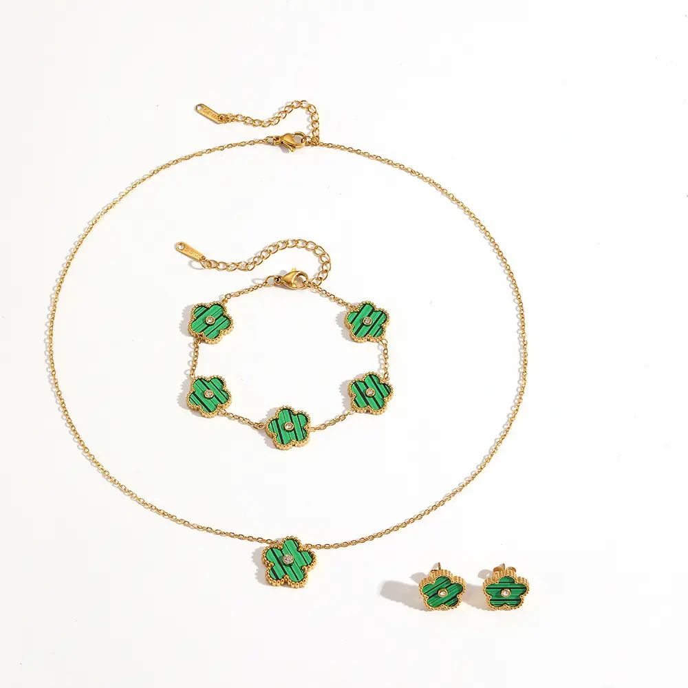 European & American Sweet Five Leaf Flower Jewelry Set - Image 35