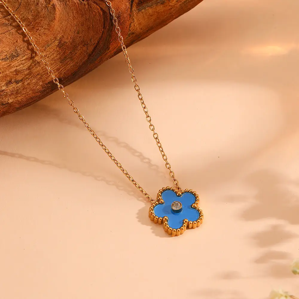 European & American Sweet Five Leaf Flower Jewelry Set - Image 11