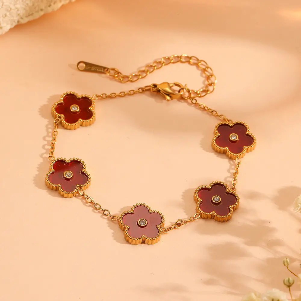 European & American Sweet Five Leaf Flower Jewelry Set - Image 16