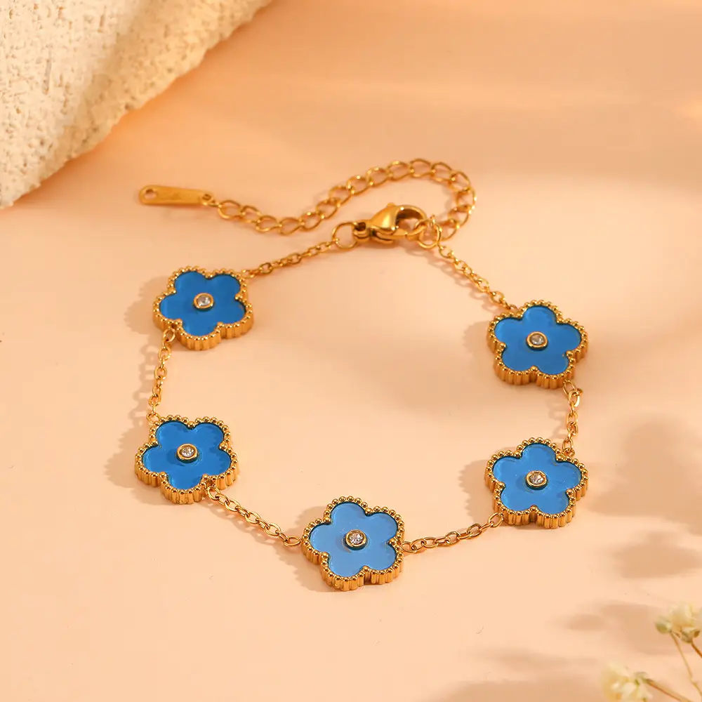 European & American Sweet Five Leaf Flower Jewelry Set - Image 17